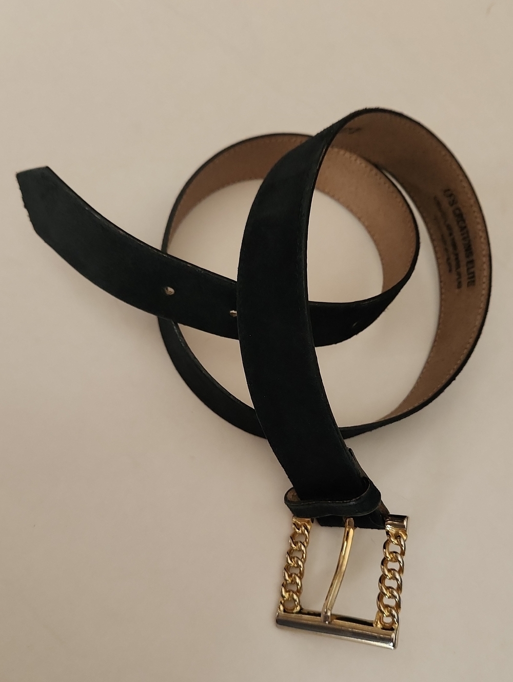 🇨🇦***Black Suede  Belt with Gold Buckle Buckle /Made In Canada